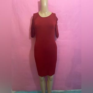 Halston Heritage dark crimson red sweater 3/4 sleeve dress